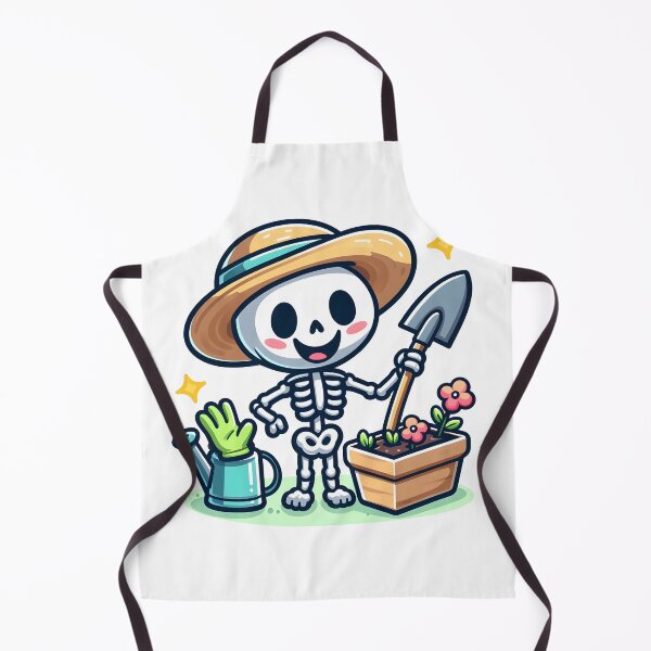 Item preview, Kawaii Silly Skeleton With Sun Hat And Gardening Gloves Gardening designed and sold by CanvasCutie.