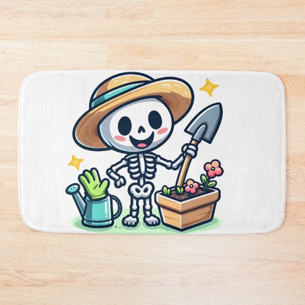 Item preview, Kawaii Silly Skeleton With Sun Hat And Gardening Gloves Gardening designed and sold by CanvasCutie.