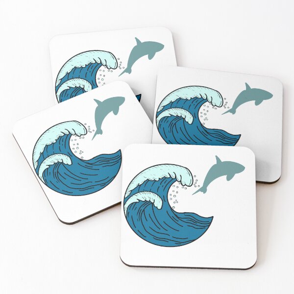 Item preview, Large waves and jumping shark designed and sold by Animals-by-JB.