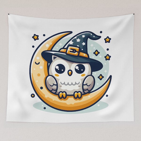 Item preview, Kawaii Owl With Wizard Hat designed and sold by CanvasCutie.