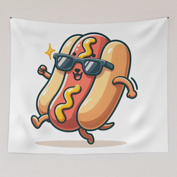 Item preview, Kawaii Hot Dog With Sunglasses designed and sold by CanvasCutie.
