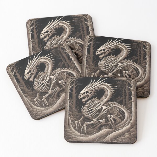 Item preview, Woodcut dragon skeleton designed and sold by HelloHysteria.