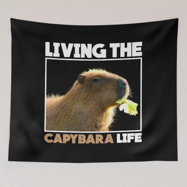 Item preview, Living Capybara Life Funny Capybara Eating lettuce designed and sold by ShreefelDesigns.