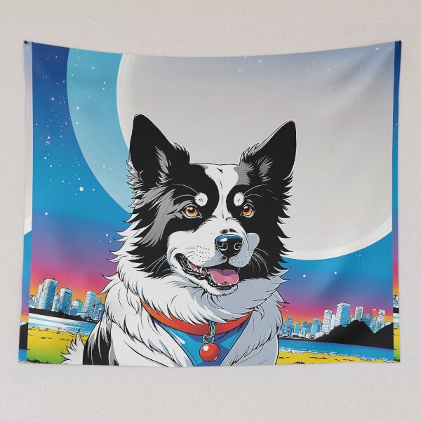 Item preview, The image portrays a vibrant illustration featuring a fluffy dog. designed and sold by yeekazar.