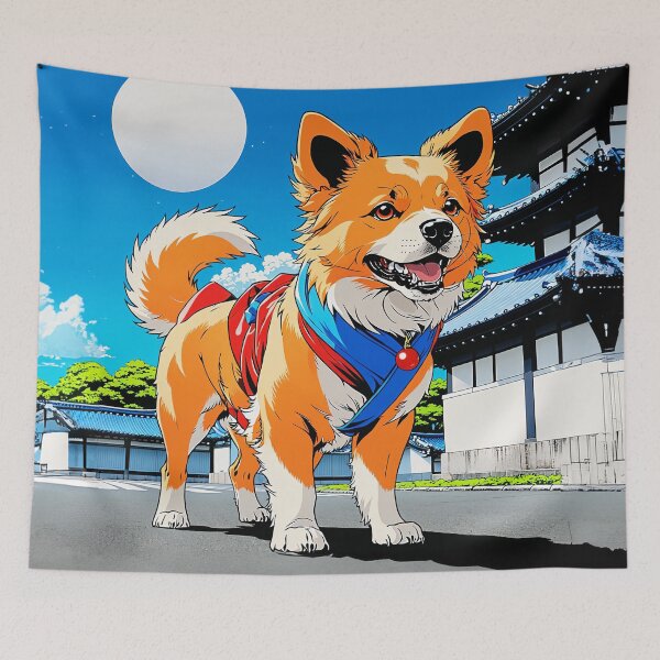Item preview, The image portrays a vibrant illustration featuring a fluffy dog. designed and sold by yeekazar.