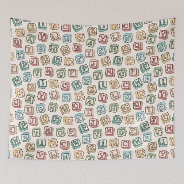 Item preview, Alphabet Letter Blocks Seamless Pattern  designed and sold by CreativeDraws42.