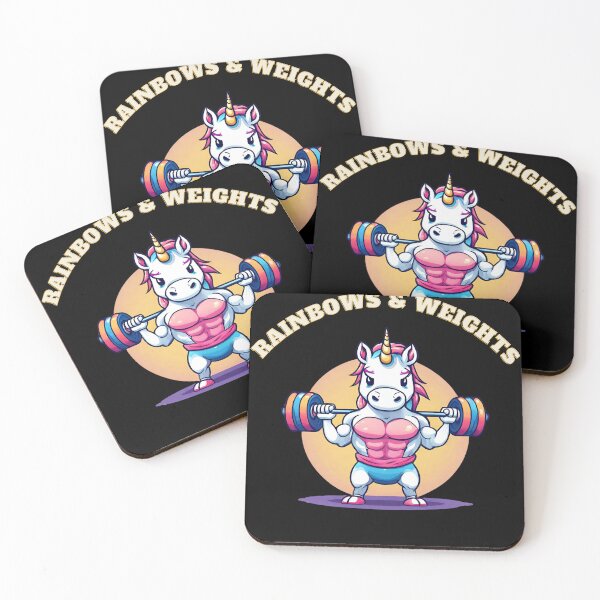 Item preview, Rainbow and weights fitness unicorn designed and sold by Amzg-Designs.