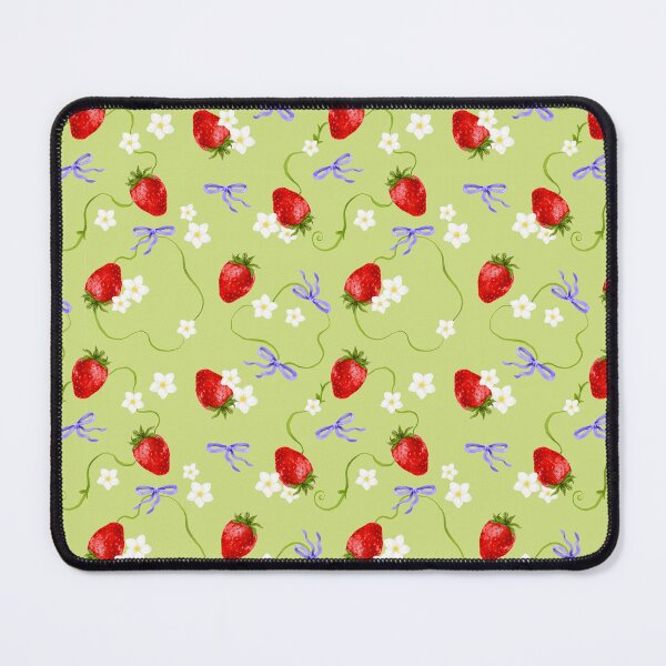 Item preview, Strawberry Serenade - watercolour drawing on green background designed and sold by ChateauMargot.