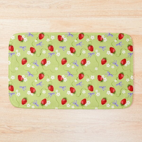 Item preview, Strawberry Serenade - watercolour drawing on green background  designed and sold by ChateauMargot.