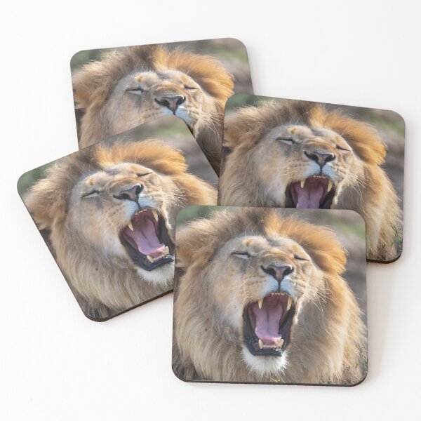 Item preview, Close up of a lion face yawning. designed and sold by coffeeflavour.