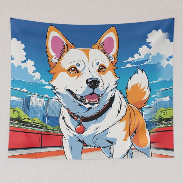 Item preview, The image portrays a vibrant illustration featuring a fluffy dog. designed and sold by yeekazar.