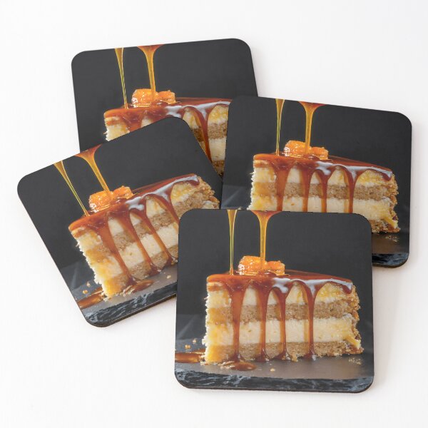 Item preview, Close up of a slice of cake on which honey is dripping.  designed and sold by coffeeflavour.