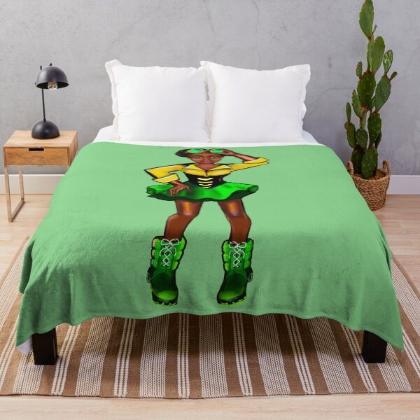 Item preview, Jamaican girl in the colors colours of Jamaican flag in black green and gold designed and sold by Artonmytee.