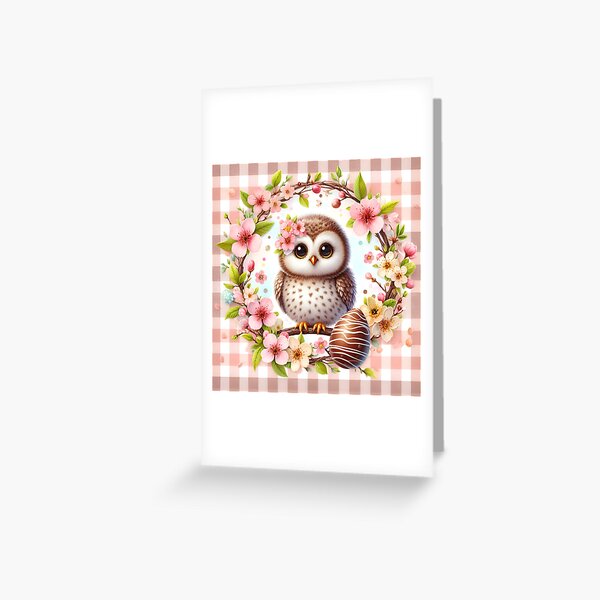 Animals celebrate Easter - The Baby Owl Greeting Card