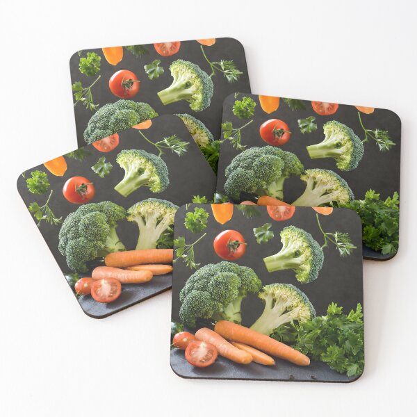 Item preview, Vegetables falling from above. Dark background. designed and sold by coffeeflavour.