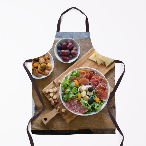 Item preview, Overhead view of a chopping board with cold meats, cheese, salad. designed and sold by coffeeflavour.