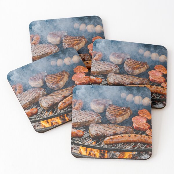 Item preview, Mixed meat on a steaming barbecue grill. designed and sold by coffeeflavour.