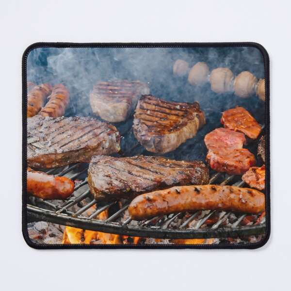 Item preview, Mixed meat on a steaming barbecue grill. designed and sold by coffeeflavour.