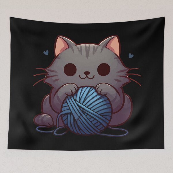 Item preview, Kawaii Cute Cat With Yarn Ball designed and sold by TomFrontierArt.