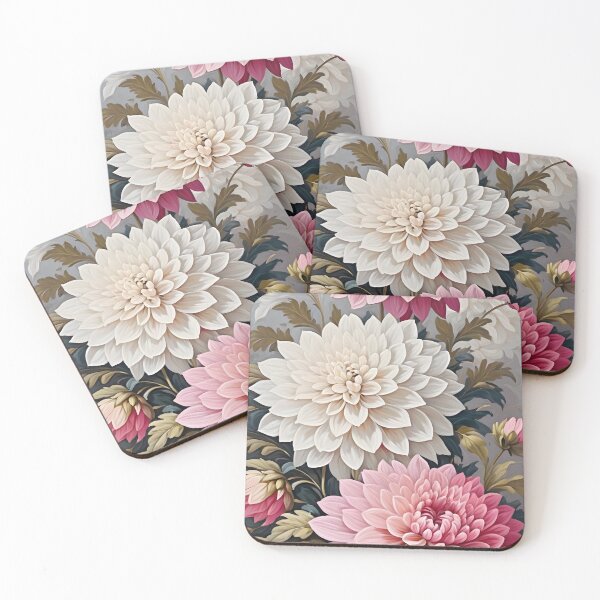 Item preview, Vintage pink and white dahlias designed and sold by perlphoto.