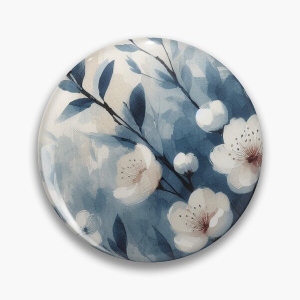 Item preview, a navy and white cherry blossom pattern designed and sold by asbno19.
