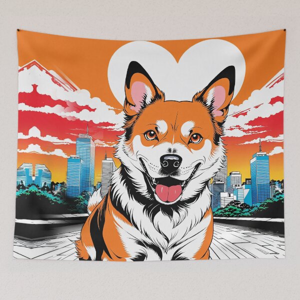 Item preview, The image portrays a vibrant illustration featuring a fluffy dog. designed and sold by yeekazar.