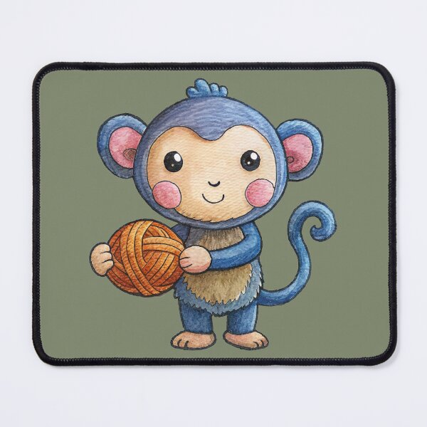 Item preview, Blue Monkey With Yarn Ball Drawing designed and sold by Lelijo.