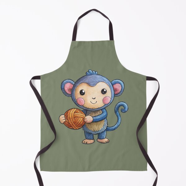 Item preview, Blue Monkey With Yarn Ball Drawing designed and sold by Lelijo.