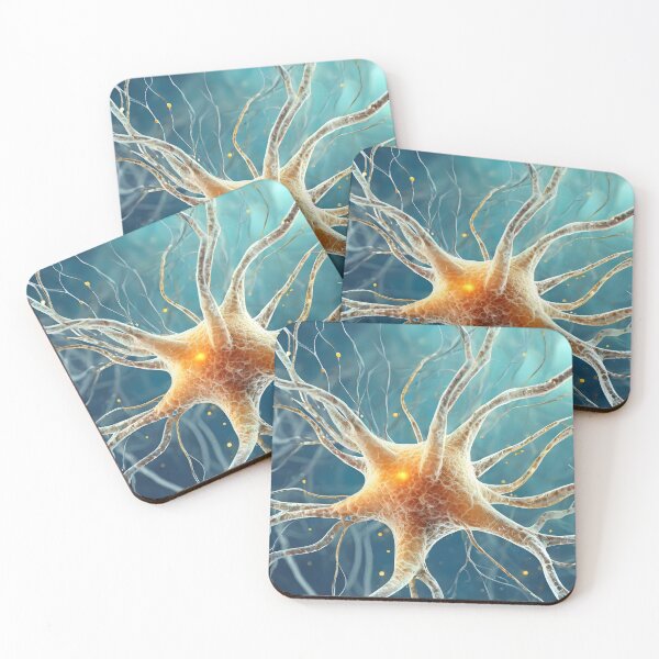 Item preview, Close-up of a neuron on a blue background. designed and sold by coffeeflavour.
