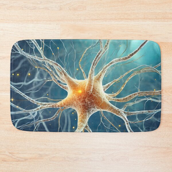 Item preview, Close-up of a neuron on a blue background. designed and sold by coffeeflavour.