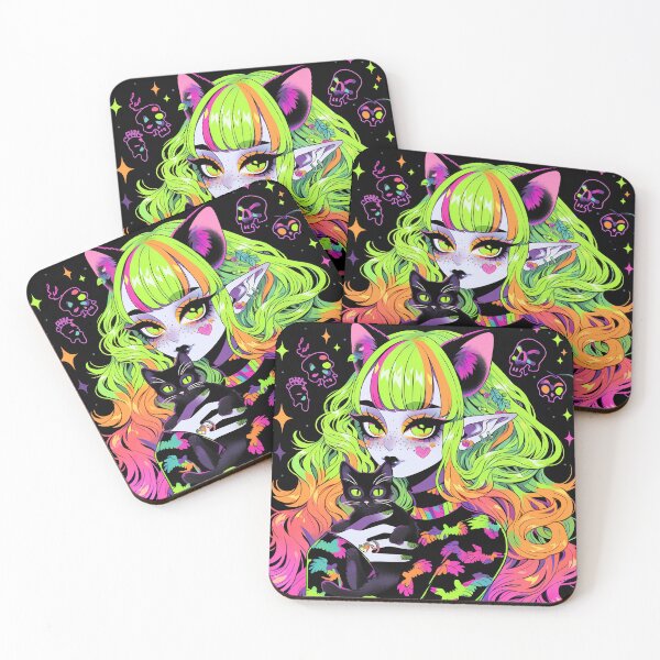 Item preview, Vibrant Mystic Feline Anime Girl designed and sold by bubblegoth.