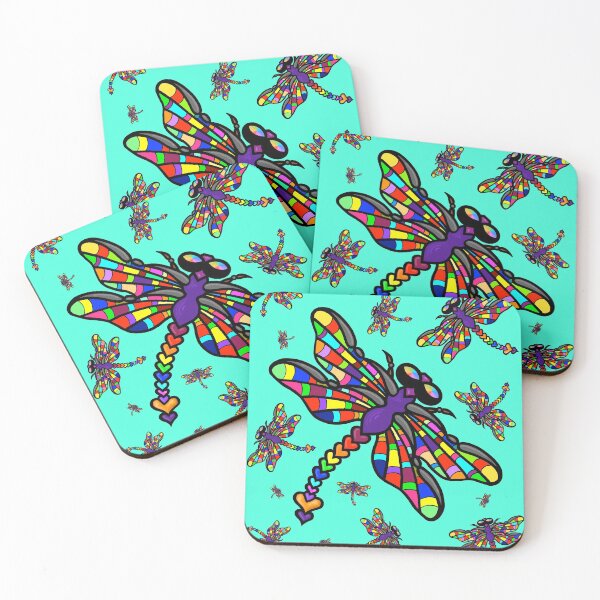 Item preview, Colourful Dragonflies. The original multi-coloured Dragonflyght!  - on Aqua! by Amanda M Lucas designed and sold by Amanda Lucas.