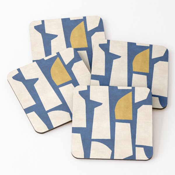 Item preview, Abstract Shapes 03 Cream Blue Yellow designed and sold by FAROSSTUDIO.