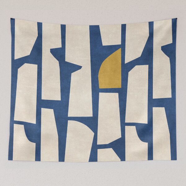 Item preview, Abstract Shapes 03 Cream Blue Yellow designed and sold by FAROSSTUDIO.