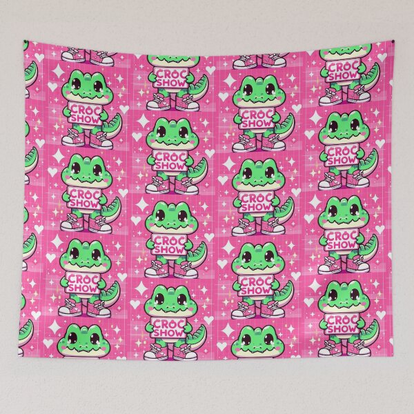 Item preview, little kawaii pink croc with his show sign designed and sold by SaraDatCool.