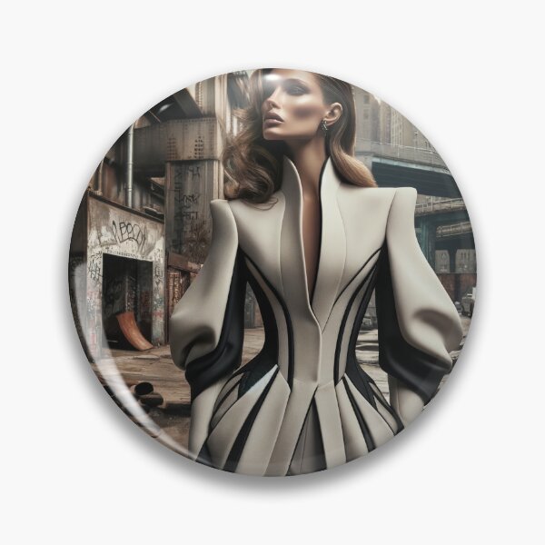 Item preview, Woman in a striking, contemporary fashion ensemble posed against the backdrop of a gritty designed and sold by AndreaMart.