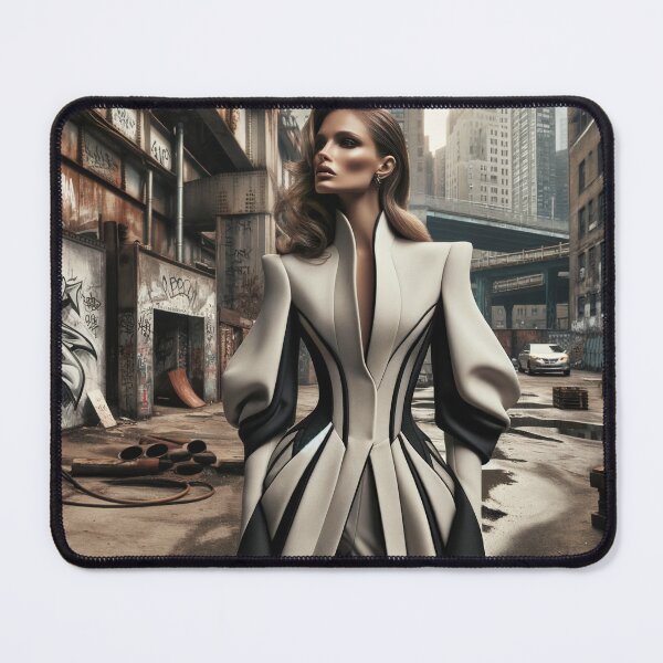 Item preview, Woman in a striking, contemporary fashion ensemble posed against the backdrop of a gritty designed and sold by AndreaMart.