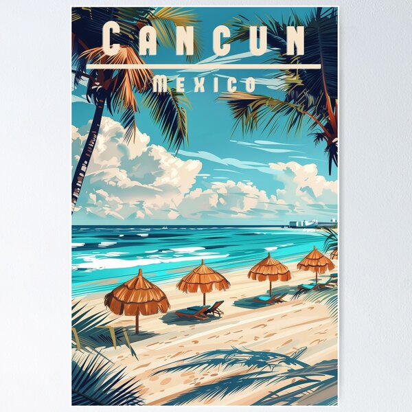 Item preview, Retro travel poster Cancun Mexico - Discover paradise on the Riviera Maya! designed and sold by StrasserArt.