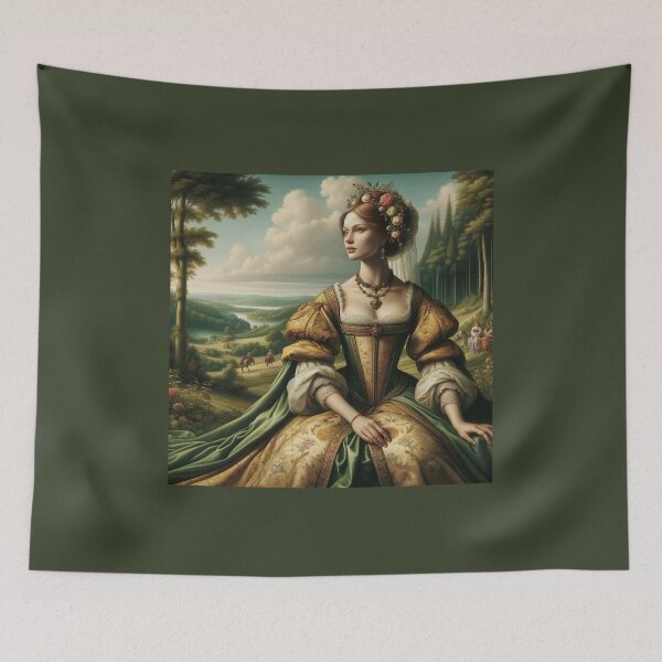 Item preview, Renaissance art, showing a woman in period attire, with a focus on the romantic beauty ideals of the time designed and sold by AndreaMart.