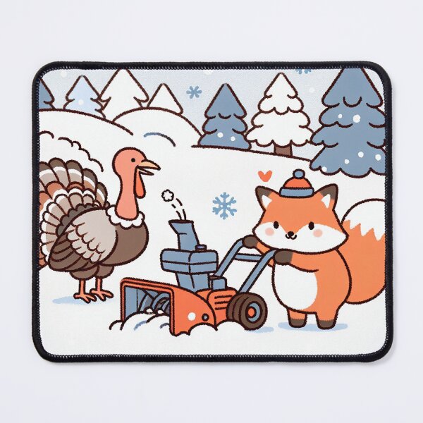 Item preview, Turkey and Fox Joy in the Snow with Snow Blower designed and sold by zzz888.