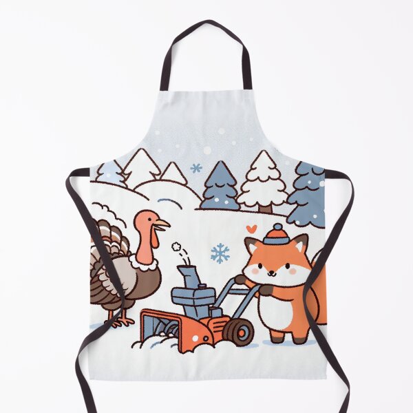 Item preview, Turkey and Fox Joy in the Snow with Snow Blower designed and sold by zzz888.