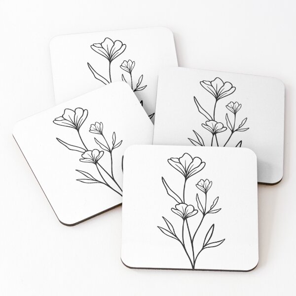 Item preview, Floral Line Art | Elegant Wildflower Leafy Stem designed and sold by RachelFCreative.