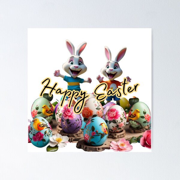 Item preview, Happy Easter Rabbits designed and sold by RoseAIArtRhythm.