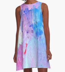 Abstract glitch - Candy pink, blue and ultra violet A-Line Dress