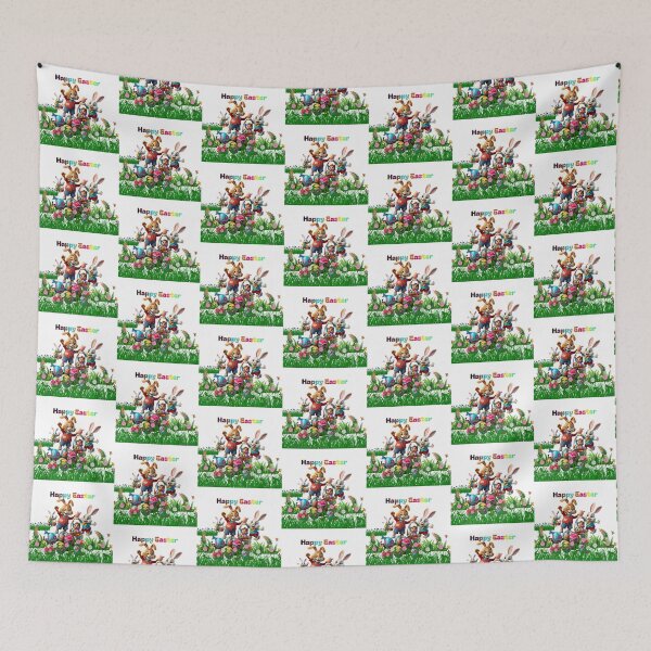Item preview, Happy Easter, Rabbits & Kid designed and sold by RoseAIArtRhythm.