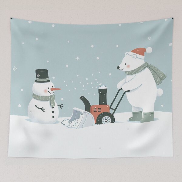 Item preview, Snowman and Polar Bear with Snow Blower designed and sold by zzz888.