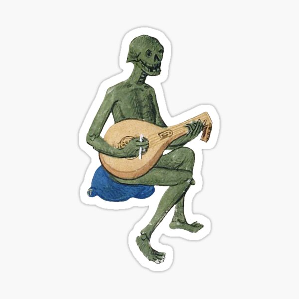 Artikel-Vorschau von Weird Medieval Skeleton spielt das Lyra-Mem, designt und verkauft von elinaarbidane.