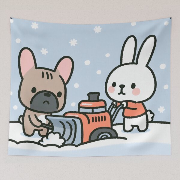 Item preview, Snow Blower Collaboration of French Bulldog and Snow Bunny designed and sold by zzz888.