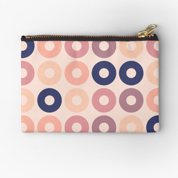 Pink and Navy circles Zipper Pouch
