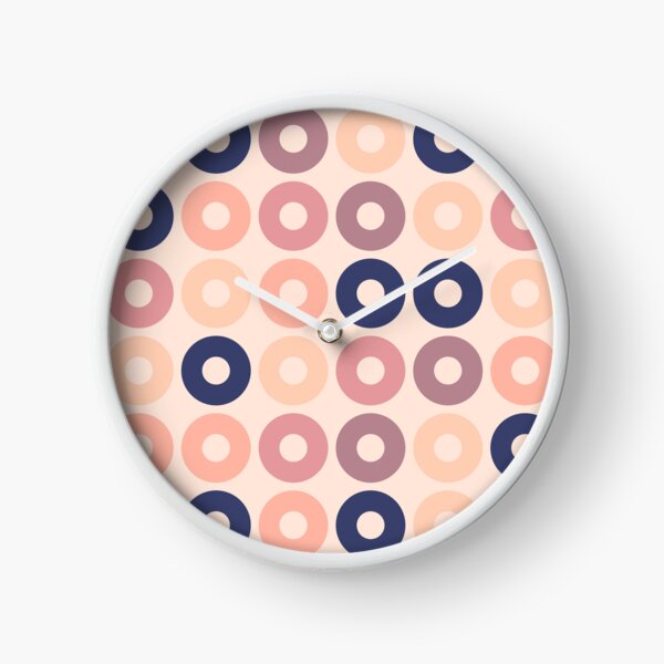 Pink and Navy circles Clock